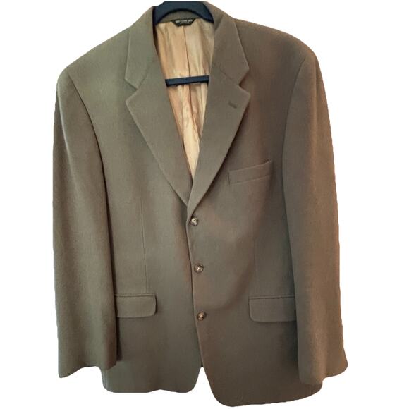 VTG Bill Blass Marshall Fields Men’s Blazer 100% Camel Hair Olive Green 44R USA - Picture 1 of 8